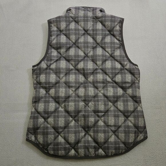J. Crew Women S Gray Plaid Quilted Down-Filled Full-Zip Puffer Vest - Picture 2 of 10